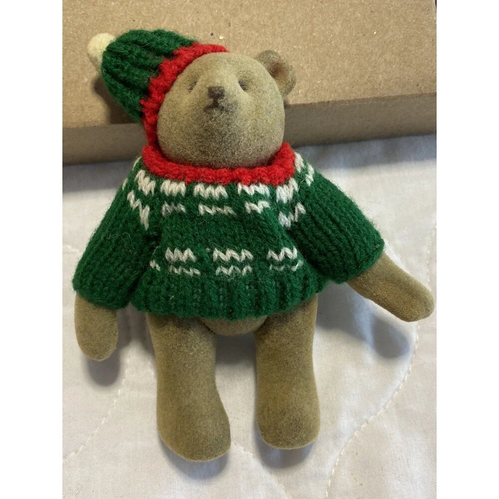 Gund Teddy Bear Miniature Jointed Winter Sweater & Hat Vintage HTF